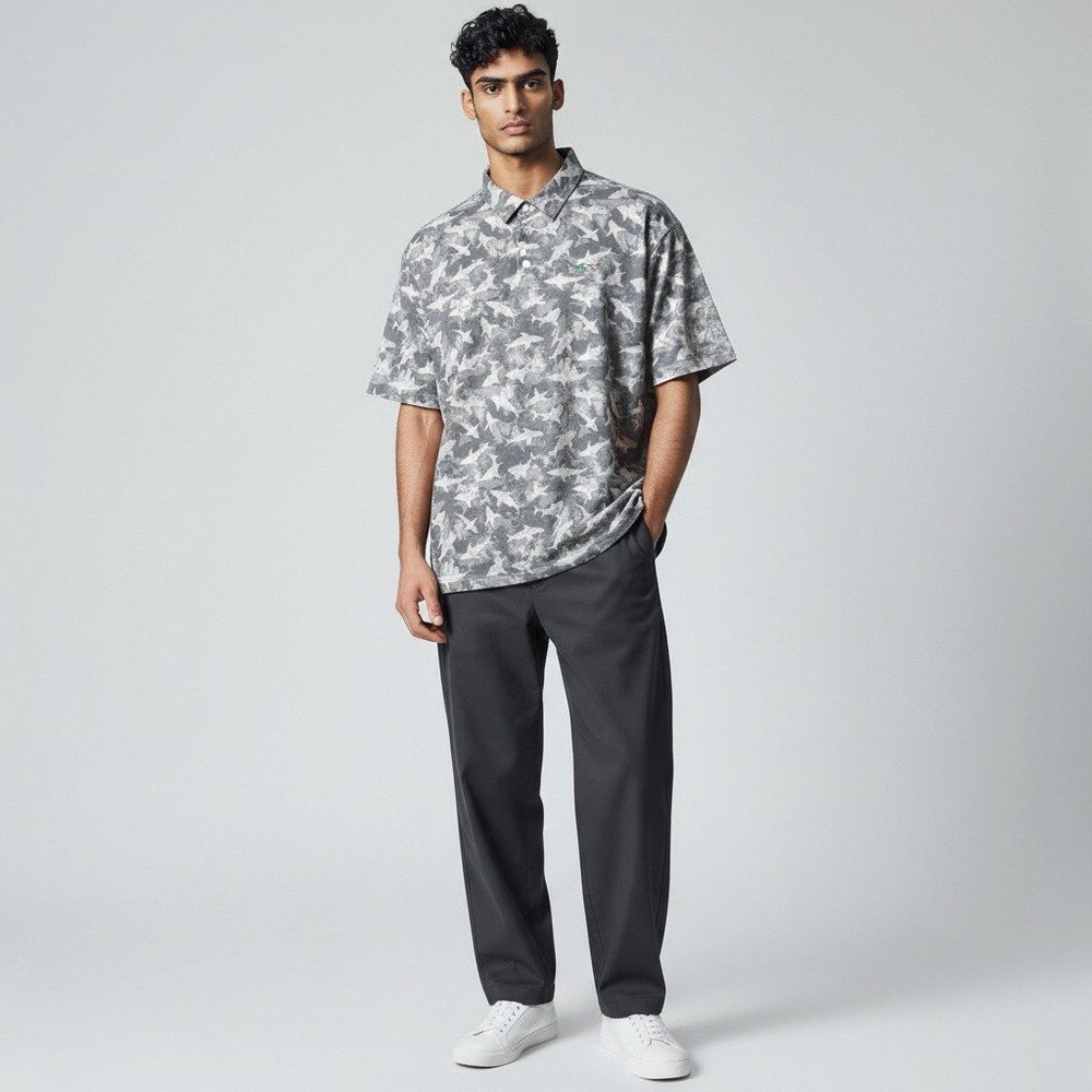 Greg Norman Shark Camo Polo XL Grey Play Dry Short Sleeve Golf Shirt